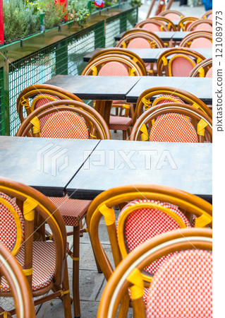 Romantic Empty Outdoor Cafe in Venice Italy 121089773