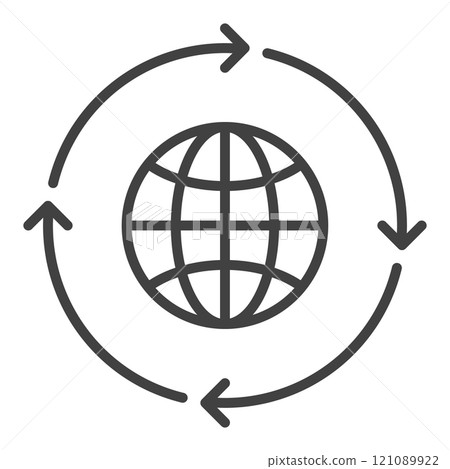 Arrows around World vector Earth Globe linear icon or symbol 121089922