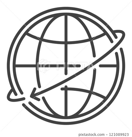 Earth Globe and Arrow Around vector icon or symbol in outline style Earth Globe and Arrow Around vector icon or symbol in outline style 121089923