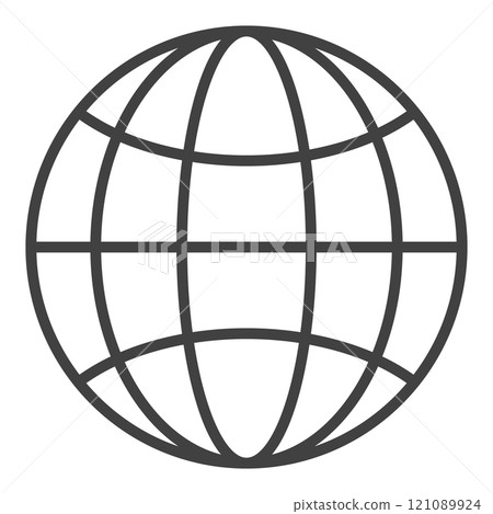 Earth Globe Hemisphere vector thin line round minimal icon or symbol Earth Globe Hemisphere vector thin line round minimal icon or symbol 121089924