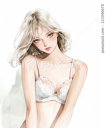 穿著白色內衣的女人的 AI 圖像 121090078