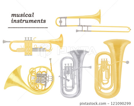 Brass instruments illustration set 121090299