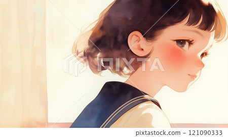 A woman with short hair A woman with short hair 121090333