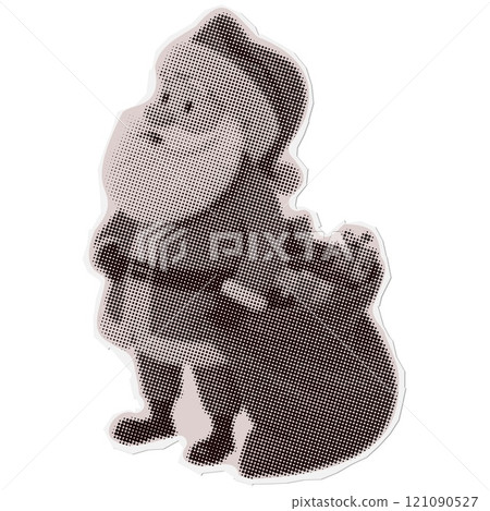 Santa Claus - Christmas torn out paper sticker in naive halftone collage style. Vector vintage clay toy. Santa Claus - Christmas torn out paper sticker in naive halftone collage style. Vector vintage clay toy. 121090527