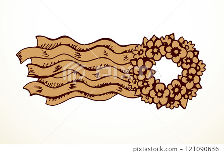 Ukrainian wreath with ribbons. Vector drawing Ukrainian wreath with ribbons. Vector drawing 121090636