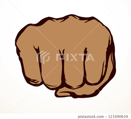 Vector drawing. Male fist on white background 121090639
