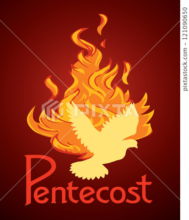 Pentecost sunday. Baptism with the Holy Spirit. Vector drawing icon 121090650