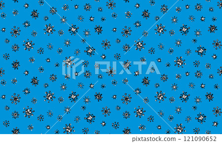 Falling snowflakes. Vector contour drawing background 121090652