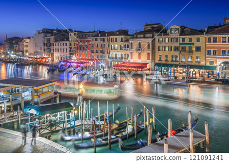 Venice, Italy Overlooking Boats and Gondolas in the Grand Canal 121091241