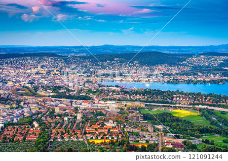 View of Zurich, Switzerland from the Top of Zurich 121091244