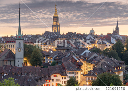 Berne, Switerland Old Town at Dusk 121091258