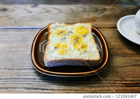 Cheese toast, toast and coffee, image material 121091407