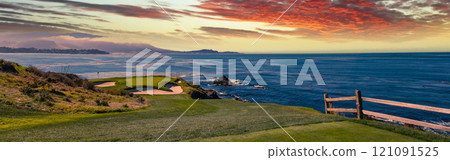 Pebble Beach golf course, Monterey, California, USA 121091525