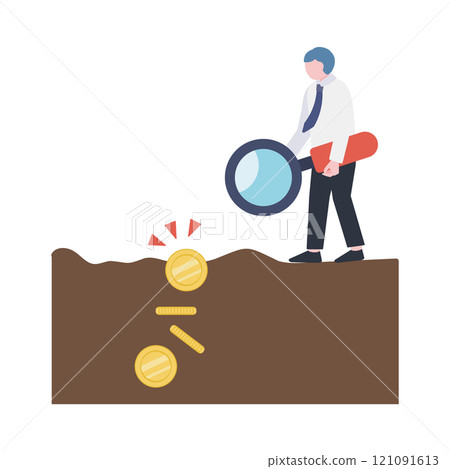 Businessman finding a coin from the ground Businessman finding a coin from the ground 121091613