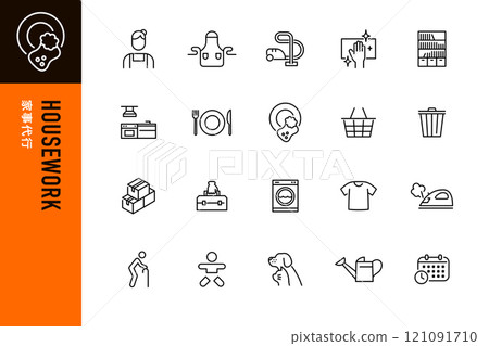 Simple line icon of housekeeping service Simple line icon of housekeeping service 121091710