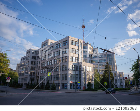 [Ukraine] Exterior of a Soviet-era structure in the eastern city of Kharkiv 121092068