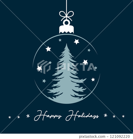christmas ball with fir tree pattern vector illustration christmas ball with fir tree pattern vector illustration 121092220