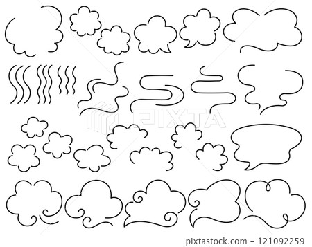 Set of line drawing steam effects and speech bubbles 121092259