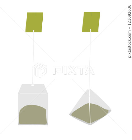 Illustration of square and tetrahedral tea bags Illustration of square and tetrahedral tea bags 121092636