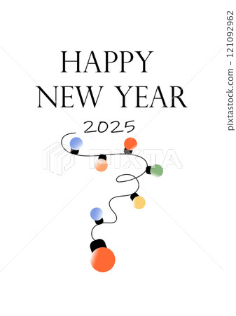 Happy New Year Vertical Poster. Stylish minimalistic template for greeting card, banner, social media, t-shirt, shopper bag. 121092962