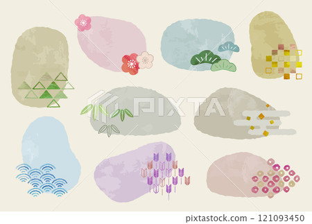 Watercolor Japanese pattern frame (vector version) 121093450