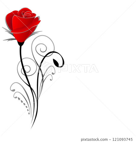 Floral background with stylized rose, illustration. 121093745