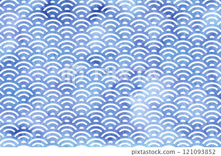 Watercolor Japanese pattern Seigaiha 121093852