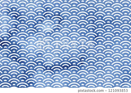 Watercolor Japanese pattern Seigaiha 121093853