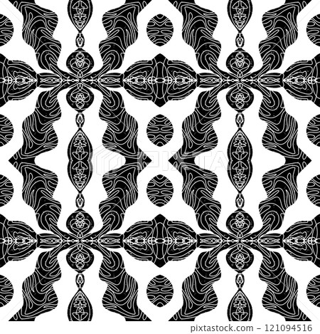 seamless pattern with doodle ornament 121094516