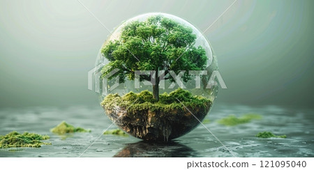 Green Planet with Trees and Ecosystem Concept - Stock Illustration ...