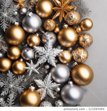 balls with balls and snowflakes 121095064