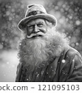 portrait of old woman in fur hat 121095103