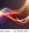 color shiny light effects on black, liquid style multicolored wavy shape 121095167