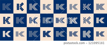Flat line abstract letter K logo design set 121095181