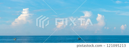 Amazing Seascape view. Magic energy of beautiful happy clouds. Vietnam tropical calm sea Amazing Seascape view. Magic energy of beautiful happy clouds. Vietnam tropical calm sea 121095213