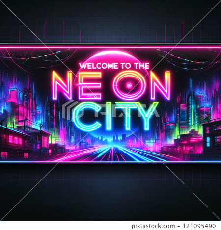 Step into the future with Welcome to the Neon City, an electrifying display of vibrant lights 121095490