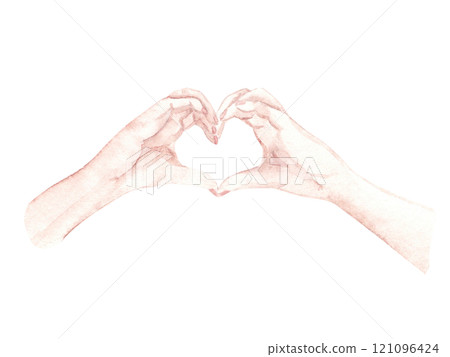 Woman Hands showing Heart. Heart shape gesture, symbol of love and romance. Hand drawn Watercolor illustration for Wedding, Engagement and Valentine day cards and prints. Woman Hands showing Heart. Heart shape gesture, symbol of love and romance. Hand drawn Watercolor illustration for Wedding, Engagement and Valentine day cards and prints. 121096424