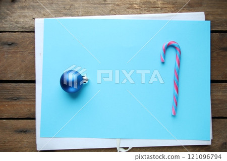 Merry Christmas card. Blue Christmas background. 121096794