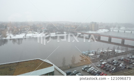 Scenic panorama photo of Umea. Beautiful northern Sweden, Vasterbotten 121096873