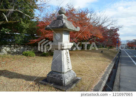 日吉大社、表參道石燈籠和秋葉、滋賀縣大津市坂本 121097065