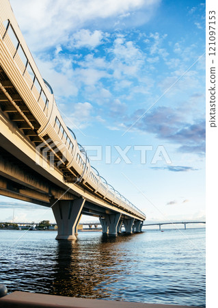 bridge over water, expressway against the sky bridge over water, expressway against the sky 121097153