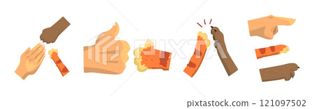 Human Hand and Cat or Dog Claw Paw Vector Set Human Hand and Cat or Dog Claw Paw Vector Set 121097502