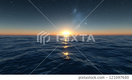 Ocean horizon and sunrise 121097680