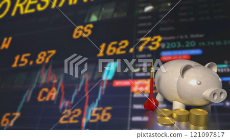 The Darts and Piggy bank  for Business concept 3d rendering. 121097817