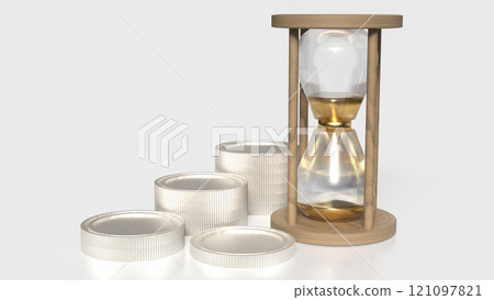 The Sand clock and coins for Business concept 3d rendering. The Sand clock and coins for Business concept 3d rendering. 121097821