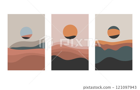 The soft contours of the mountains, immersed in the twilight atmosphere, with a clear emphasis on the partial solar eclipse in the sky. The soft contours of the mountains, immersed in the twilight atmosphere, with a clear emphasis on the partial solar eclipse in the sky. 121097943