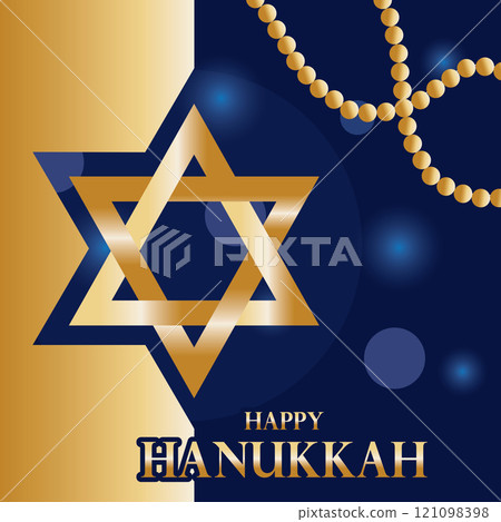 Hanukkah design with golden Star and decorations Vector 121098398