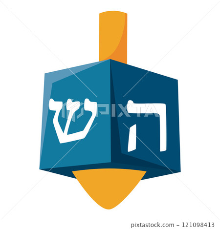 Blue dreidel with Hebrew letters for Hanukkah Vector Blue dreidel with Hebrew letters for Hanukkah Vector 121098413