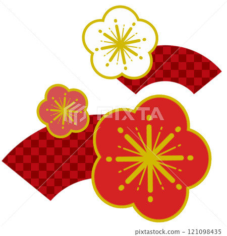Red plum and checkered fan Red plum and checkered fan 121098435