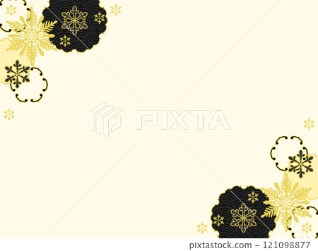 A chic Japanese-style New Year's background with snowflakes 121098877